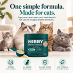NIBBY Daily Dental jar with a kitten and three adult cats: one formula for all cats
