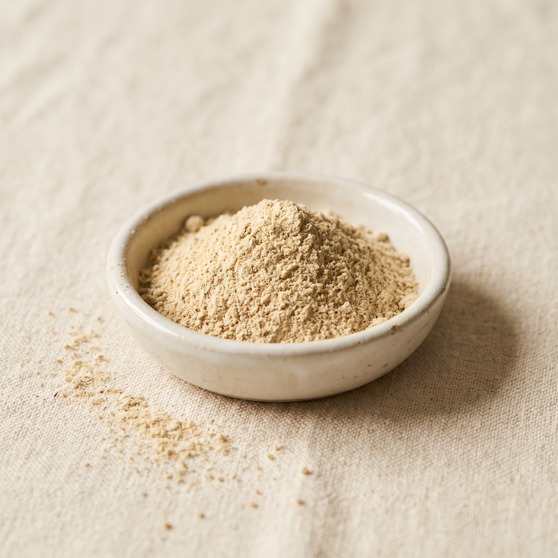 Light tan savory powder in a small ceramic dish